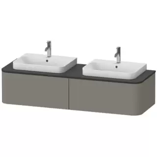 Duravit Happy D.2 Plus Тумба подвесная 160x55х35.4см, с 2 раковинами и 2 ящиками, цвет: stone grey satin matt