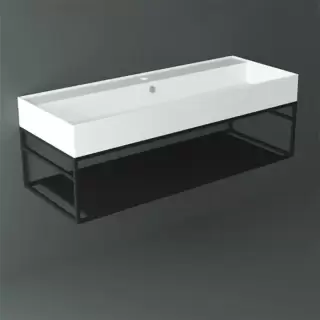 Simas Agile Структура металлическая 121x46xh28см, подвесная, для раковины с 1 отв., AG121, с 1 полкой, цвет: черный матовый