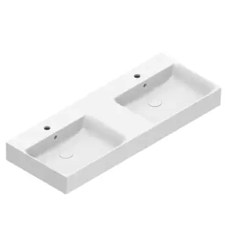 Catalano Premium Раковина 120x47см двойная, с 2 отв., цвет: белый глянцевый