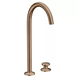 Axor One Смеситель для раковины Sel 260, на 2 отв., высокий, с донным клапаном Push-Open, цвет: шлифованное красное золото