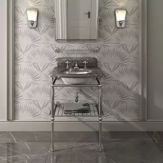 Devon&Devon Season Консоль со столешницей из мрамора серый гранит 60х58хH95.5см, металлическая структура с полочкой решеткой, напольная, цвет хром