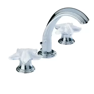 THG Oceania Смеситель для раковины, 3 отв., цвет: хром/прозрачный хрусталь