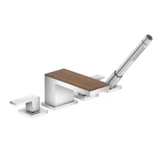 Axor MyEdition Смеситель для ванны, на 4 отв, излив 200мм, внешняя часть, цвет: хром/черный орех