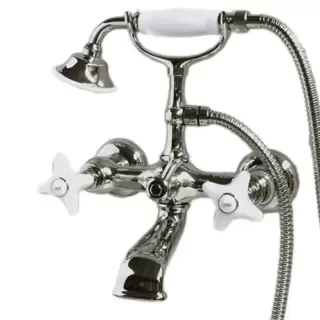 Devon&Devon White Rose Смеситель для ванны с душевым комплектом, цвет: никель