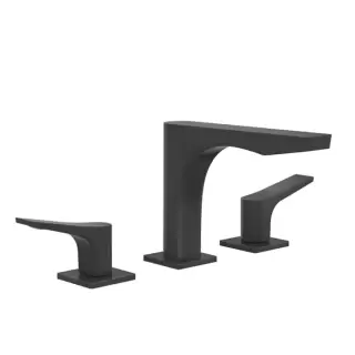 Gessi Rilievo Смеситель для раковины на 3 отв. без донного клапана h=125мм, излив 154мм, цвет: black XL