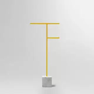 Antonio Lupi Bivio Стойка напольная 65см., с полотенцедержателем и держателем туалетной бумаги, база из мрамора Carrara satinato, цвет: Mostarda goffrato