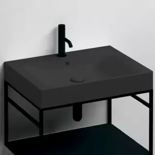 Kerasan Cento Раковина 50х45см, с 1 отв., с переливом, цвет: черный матовый