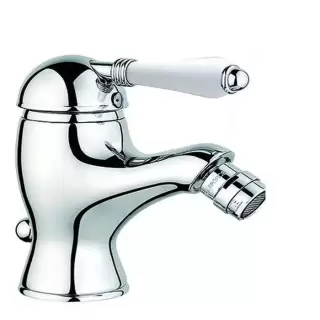 Nicolazzi P.m. Blanc Смеситель для биде, на 1 отв, с донным клапаном, излив: 107 мм, ручки белая керамика, цвет: хром