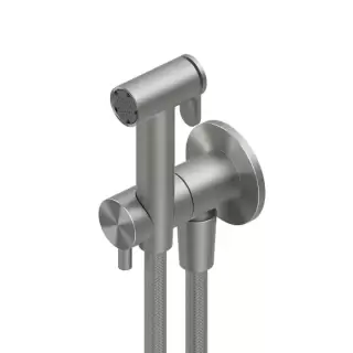 QuadroDesign Source Гигиенический душ, настенный, с запорным вентилем, цвет: brushed stainless steel