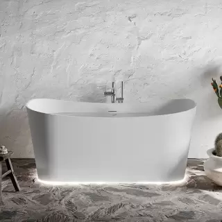 Novellini Ship Ванна пристенная 150х90х62см., со смесителем, с донным клапаном click-clack, novotech, цвет: белый матовый