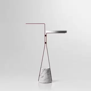 Antonio Lupi Halo Полотенцедержатель напольный 46х24х64см., база из мрамора Carrara satinato, столешн белая из Flumood, структ Veneziano goffrato