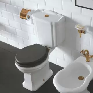 Globo Paestum Унитаз моноблок 67х38см, слив в стену, с бачком и механизмом, цвет: белый/золото