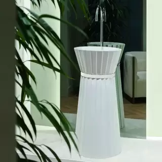 Oasis Plisse Раковина напольная &Oslash;44х95см, без отв., без перелива, в комплекте с донным клапаном, цвет белый