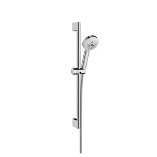 Hansgrohe Crometta Multi Душевой набор: штанга 65см., ручной душ 100, 3jet (Rain, Turbo Rain, массажная), шланг, цвет: белый/хром
