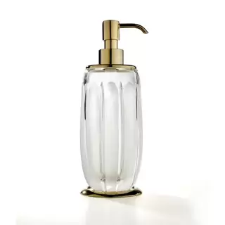 3SC Montblanc Дозатор настольный 7,5хh23х7,5 см, цвет: прозрачный хрусталь/латунь