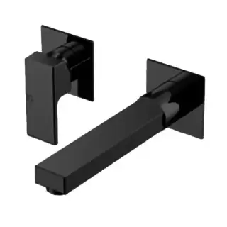 Gattoni Kubik Смеситель встраиваемый, на 2 отверстия, с внутренней частью G-BOX, излив 202 мм, цвет: черный матовый