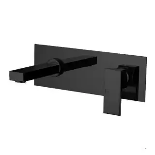 Gattoni Kubik Смеситель для раковины, встраиваемый, с коробкой, горизонтальный, излив 190мм, цвет: черный матовый