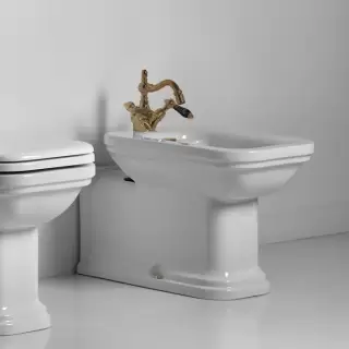 Kerasan Waldorf Биде напольное, 65х37см с 1 отв., удлиненное "Prolongato", цвет: белый/бронза