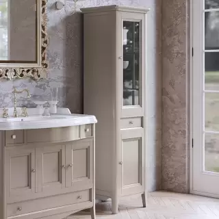 TW Veronica, Колонна 50.2/45x40/37.4xh172см, 1выдв.ящик, 2 распашные дверки, доводчики Blum (петли справа-DX), напольная, цвет: TORTORA, ручки: Riflesso бронза