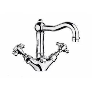 Nicolazzi Half Dome Смеситель для раковины с 2мя ручками, на 1 отв., с донным клапаном, излив 165мм, цвет: хром