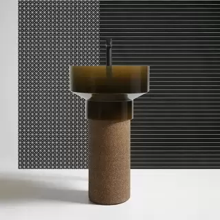 ANTONIO LUPI Borghi Раковина накладная &Oslash;50х90 см, с пьедесталом, Cristalmood, с донным клапаном, цвет Gran Cru