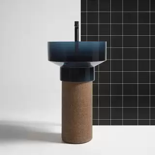 ANTONIO LUPI Borghi Раковина накладная &Oslash;50х33 см, с пьедесталом, Cristalmood, с донным клапаном, цвет Ceruleo