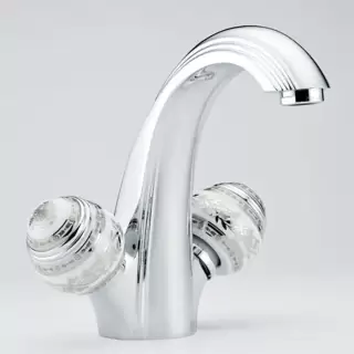 THG Marquise porcelaine blanche Смеситель для раковины, 1 отв., цвет: хром/платина/белый фарфор