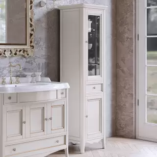 TW Veronica, Колонна 50.2/45x40/37.4 x h172см, 1выдв.ящик, 2 распашные дверки, доводчики Blum (петли справа-DX), напольная, цвет: VINTAGE, ручки: Riflesso бронза