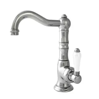 Nicolazzi P.m. Blanc Смеситель для раковины однорычажный, с донным клапаном, ручки белая керамика, цвет: хром