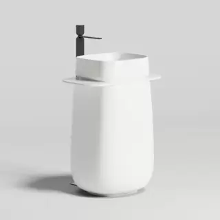 Salini Oriente Totem Раковина напольная, 70х49х90см, S-Sense, декор.накладка на слив, выпуск, сифон, цвет: белый матовый