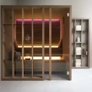 Effegibi Yoku S Shelf Сауна 202x180х214см, угловая DX, цвет: термообработанная древесина