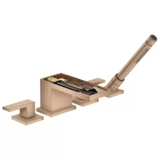 Axor MyEdition Смеситель на борт ванны., на 4 отв., с ручным душем, без панели, цвет: шлифованное красное золото