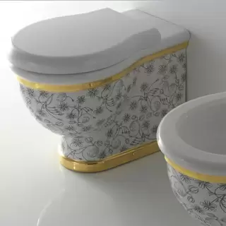 Globo Paestum Унитаз напольный пристенный 57х38см, слив универсальный, с комплектом креплений, цвет: Flower A09