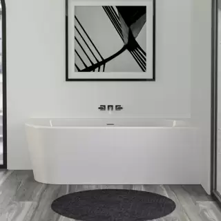 KNIEF Wall Corner L Ванна пристенная 180х80х60см., с круглым переливом, с комплектом крепл.к стене, без сл-перелива, цвет: белый