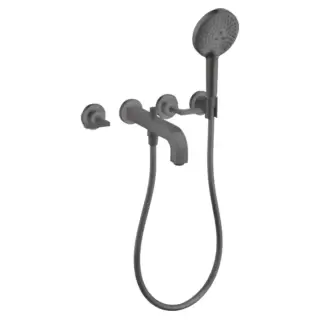 Axor Citterio Смеситель для ванны, встраиваемый, с ручным душем, ручка: рычаг, цвет: шлифованный черный хром