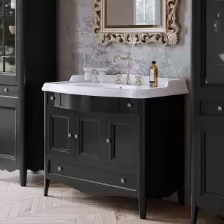 TW Veronica, База с раковиной Simas AR874bix1 105x56см, 2 верх.ящ. 3 расп. дв. и 1 выдв. ящик, доводч. Blum, ручки: Riflesso хром, напольный, цвет: noce