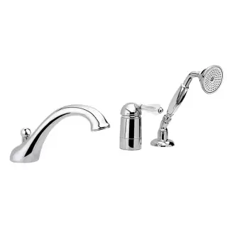 Nicolazzi Cristallo Liberty Смеситель на борт ванны на 3 отверстия, с изливом 200мм и ручным душем, цвет: хром