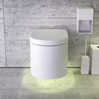 KNIEF Moon унитаз подвесной безободковый  59х39х36 см, с подсветкой ,  цвет: белый матовый