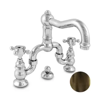 Nicolazzi P.m. Blanc Смеситель для раковины на 3 отверстия, с донным клапаном, ручки белая керамика, цвет: тёмная бронза