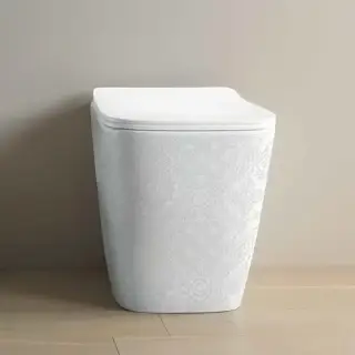 Artceram A16 Унитаз напольный 36х52 см, приставной, безободковый, в комплекте с крепежом, цвет: белый глянцевый, декор: Cementina