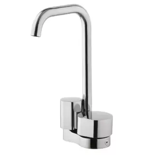 Carlo Frattini So Смеситель для раковины двухкомандный, на 1 отверстие, поворотный излив &Oslash; 18 мм, донный клапан click-clack, цвет: хром