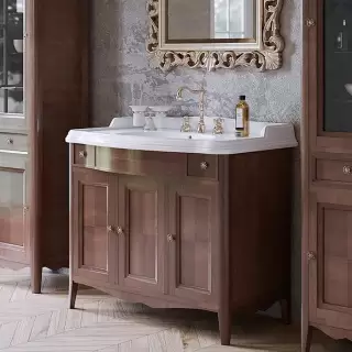 TW Veronica Nuovo комплект мебели с 2-мя выдвижными ящиками и 3-мя дверцами, с доводчиками Blum, ручки: бронза, 105см, напольный, Цвет: noce