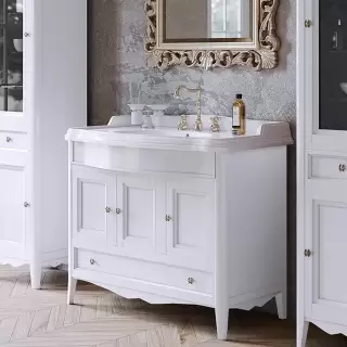 TW Veronica Nuovo комплект мебели с 1-м выдвижным ящиком и 3-мя дверцами, с доводчиками Blum, ручки: бронза. 105см, напольный, цвет: белый