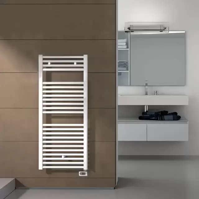 Irsap Ares Полотенцесушитель электрический 58x111.8x3см (22 трубки-2 пром), мощность:700 ватт, с электр/термостатом, провод: 120см, цвет: белый (01)