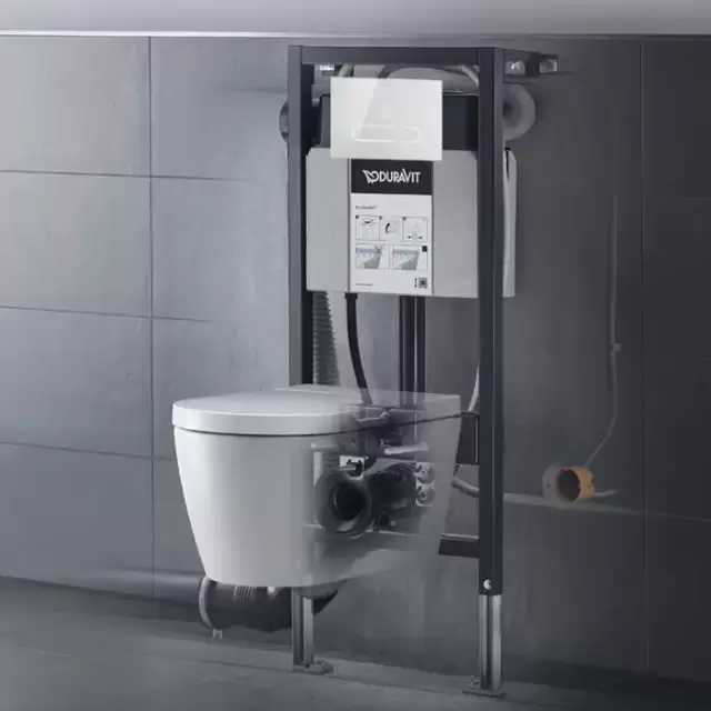 Duravit ME by Starck Унитаз подвесной Rimless 37.5х57.4см, с сиденье SensoWash&reg; Starck f Lite, инсталляция в комплекте, цвет: белый