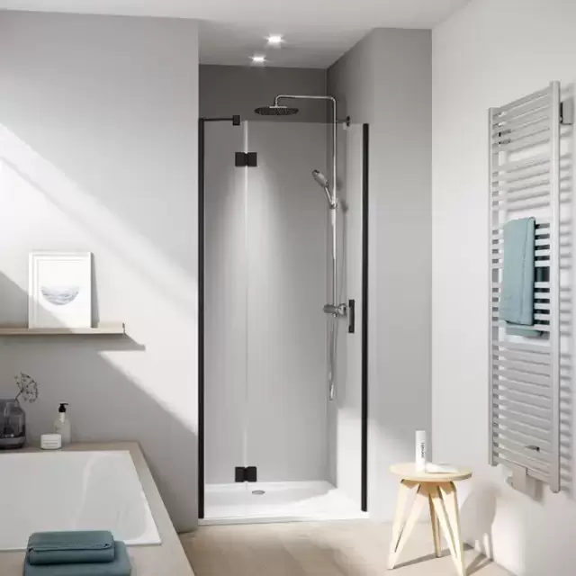 Kermi LIGA Дверь в нишу c непод.сегментом LI SFL 1200x2000, Schwarz Soft+прозрачное стекло с Kermiclean