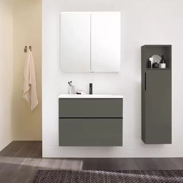 Burgbad Eqio Тумба подвесная 90х62х49см, с раковиной, 1 отв., цвет: серый глянец