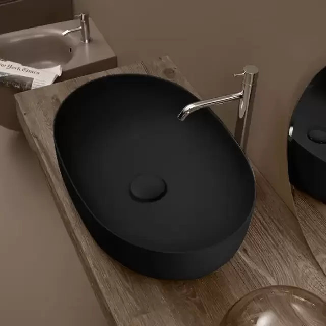 Kerasan Nolita Раковина 60х40 см, без отв., накладная, цвет: черный матовый