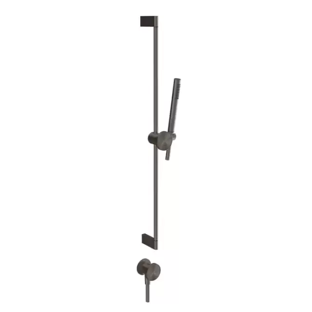 Gessi Origini Штанга в комплекте с душевой лейкой, шланг 150см и вывод воды, с вставкой, цвет: Black Metal Brushed PVD