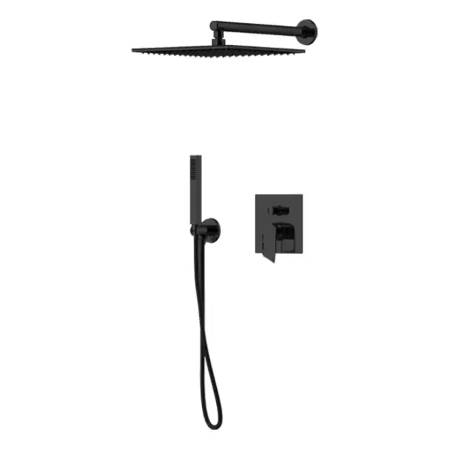 Gattoni Soffio Душевой комплект с встраиваемым смесителем, верхн душ 25х25см., ручн душ, шланг 150см, цвет: черный матовый